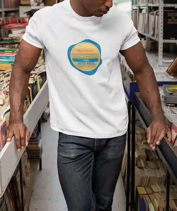 A man wearing a white t-shirt with the text "Of Course I Talk to Myself, Sometimes I Need Expert Advice" inside a colorful circular design | Satire Clothes